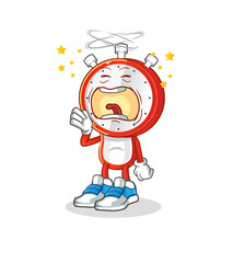 alarm clock head cartoon yawn character. cartoon mascot vector
