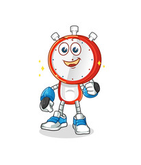 alarm clock head cartoon robot character. cartoon mascot vector