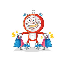 alarm clock head cartoon shoping mascot. cartoon vector