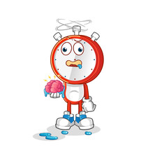 alarm clock head cartoon no brain vector. cartoon character