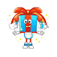 gift head cartoon with a rainbow. cartoon vector