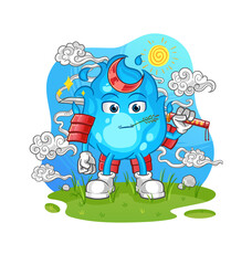 blue fire samurai cartoon. cartoon mascot vector