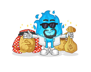 blue fire rich arabian mascot. cartoon vector