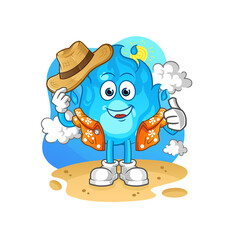 blue fire go on vacation. cartoon mascot vector