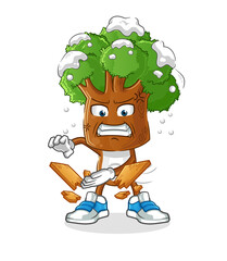 tree head cartoon karate mascot. cartoon vector