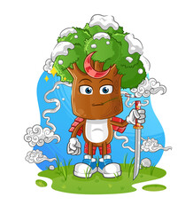 tree head cartoon samurai. cartoon mascot vector
