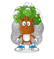 tree head cartoon thinking hard vector. cartoon character