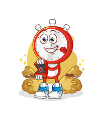 alarm clock head cartoon propose with ring. cartoon mascot vector
