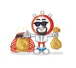 alarm clock head cartoon rich arabian mascot. cartoon vector