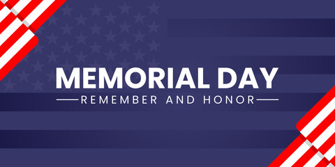 Memorial day title text. White font color with usa flag background