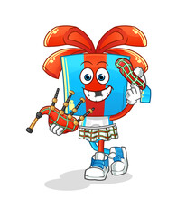 gift head cartoon scottish with bagpipes vector. cartoon character