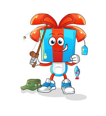 gift head cartoon fisherman illustration. character vector