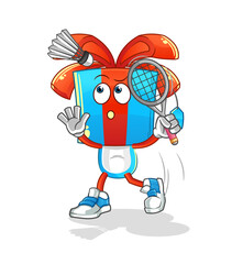 gift head cartoon smash at badminton. cartoon mascot vector