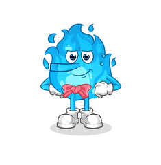 blue fire lie like Pinocchio character. cartoon mascot vector
