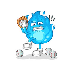 blue fire baseball pitcher cartoon. cartoon mascot vector