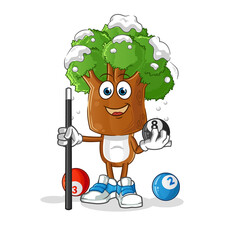 tree head cartoon plays billiard character. cartoon vector