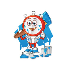 alarm clock head cartoon painter illustration. character vector