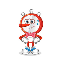alarm clock head cartoon lie like Pinocchio character. cartoon vector