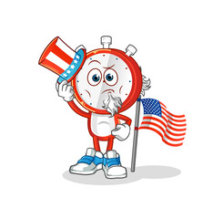 alarm clock head cartoon uncle sam character. cartoon mascot vector