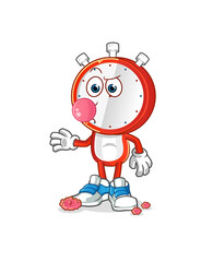 alarm clock head cartoon chewing gum vector. cartoon character
