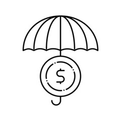 coin umbrella safe line icon vector isolated illustration