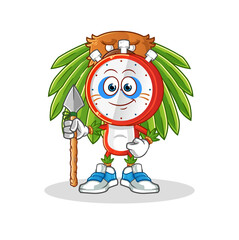 alarm clock head cartoon tribal man mascot. cartoon vector