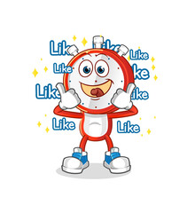 alarm clock head cartoon give lots of likes. cartoon vector