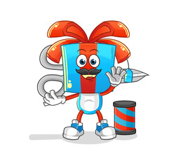 gift head cartoon barber. cartoon mascot vector