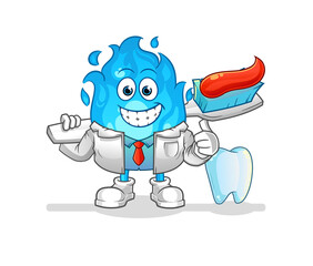 blue fire dentist illustration. character vector