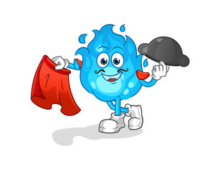 blue fire matador with red cloth illustration. character vector