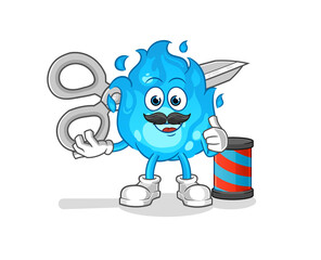 blue fire barber cartoon. cartoon mascot vector