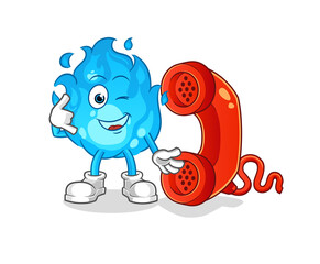 blue fire call mascot. cartoon vector