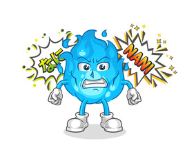 blue fire anime angry vector. cartoon character