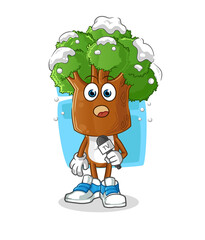 tree head cartoon tv reporter. cartoon mascot vector