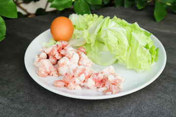 egg, minced pork or ground pork and vegetable for cook some food