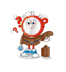 alarm clock head cartoon detective vector. cartoon character
