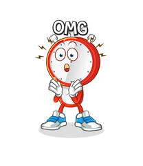 alarm clock head cartoon Oh my God vector. cartoon character