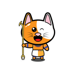 Cute Cat cartoon character with egyptian uniform