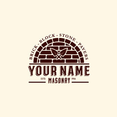 Masonry Half Circle Monochrome Logo Vector Icon Illustration