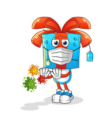 Obraz premium gift head cartoon refuse viruses. cartoon mascot vector