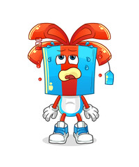 gift head cartoon low battery mascot. cartoon vector