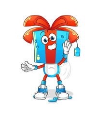 gift head cartoon stretching character. cartoon mascot vector