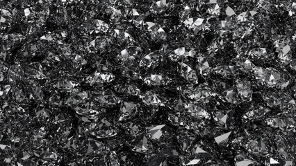 3D rendering Abstract Pile of Diamonds Dark 3D Illustration Background