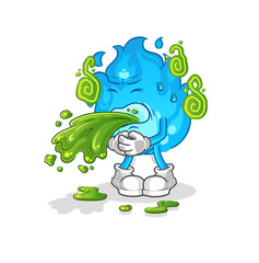 blue fire throw up cartoon. cartoon mascot vector