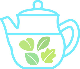 リーフが入ったティーポットのアイコン