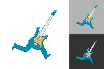 Illustration Vector Graphic of Running Guitar Logo. Perfect to use for Music Company