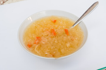 cold drink in a bowl with spoon