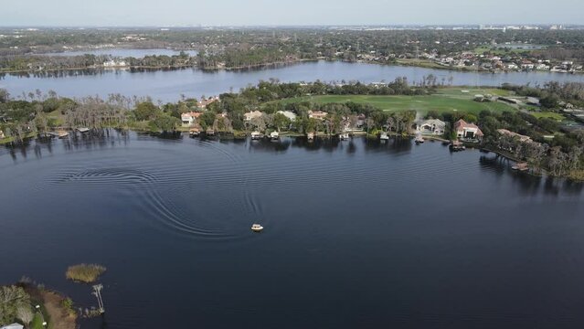 Beautiful views from the sky on a lake in Orlando, Fl.