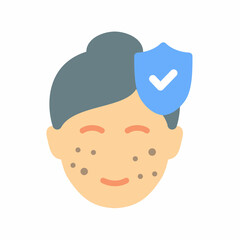 facial care skin beauty protect dark spot blackhead single isolated icon with flat style