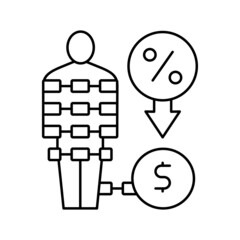 human tied to loan line icon vector illustration